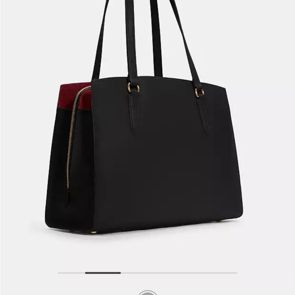 Black laptop/work tote with bright red interior